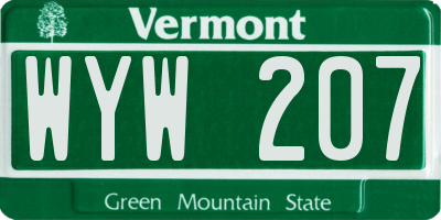 VT license plate WYW207