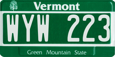 VT license plate WYW223