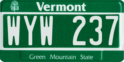 VT license plate WYW237