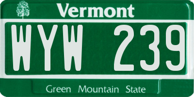 VT license plate WYW239