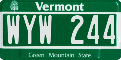 VT license plate WYW244
