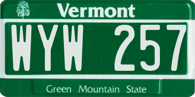 VT license plate WYW257