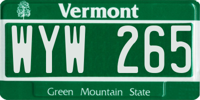 VT license plate WYW265