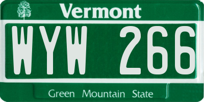 VT license plate WYW266