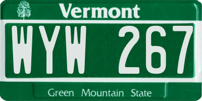 VT license plate WYW267