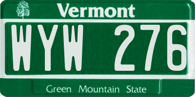 VT license plate WYW276