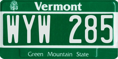 VT license plate WYW285