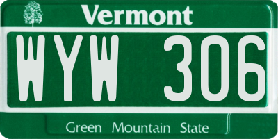 VT license plate WYW306