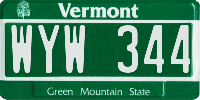 VT license plate WYW344