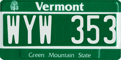 VT license plate WYW353