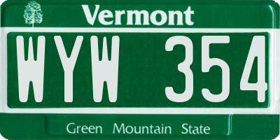 VT license plate WYW354
