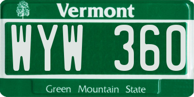 VT license plate WYW360