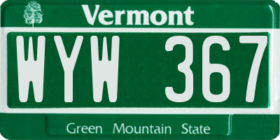 VT license plate WYW367