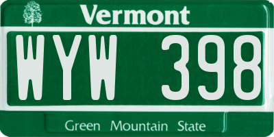 VT license plate WYW398