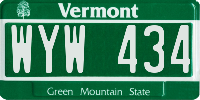 VT license plate WYW434