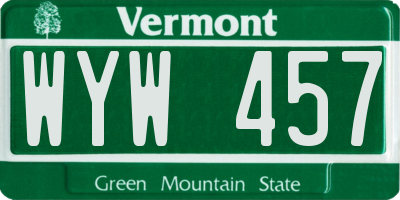 VT license plate WYW457