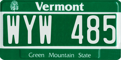 VT license plate WYW485