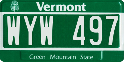 VT license plate WYW497