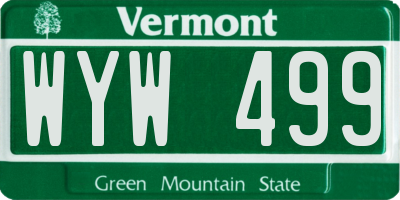 VT license plate WYW499