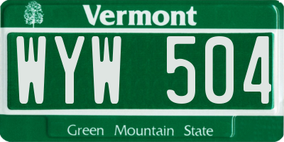 VT license plate WYW504