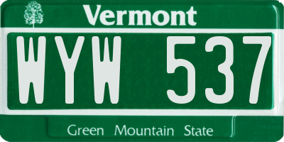 VT license plate WYW537