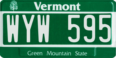 VT license plate WYW595
