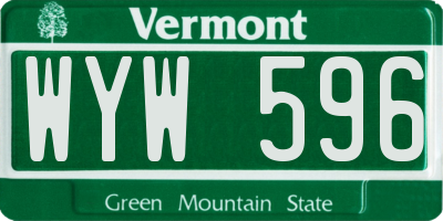 VT license plate WYW596
