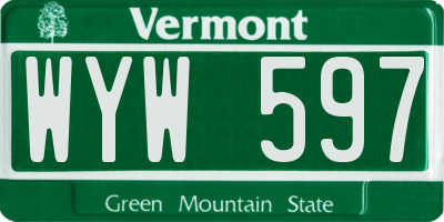 VT license plate WYW597