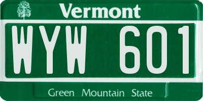 VT license plate WYW601