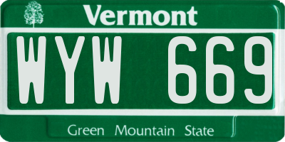 VT license plate WYW669