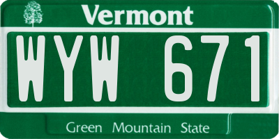 VT license plate WYW671
