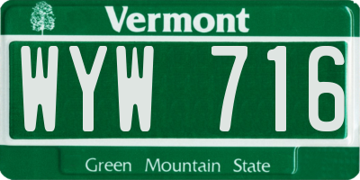 VT license plate WYW716