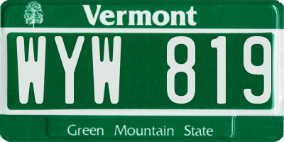 VT license plate WYW819