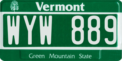 VT license plate WYW889