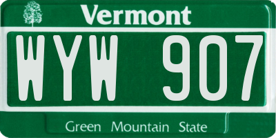 VT license plate WYW907