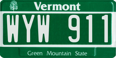VT license plate WYW911