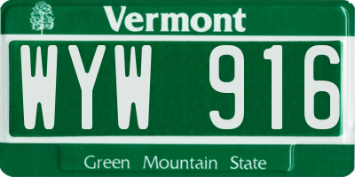 VT license plate WYW916