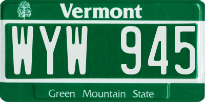 VT license plate WYW945