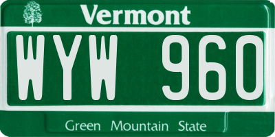 VT license plate WYW960