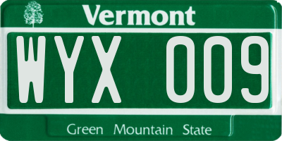 VT license plate WYX009