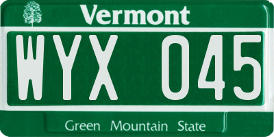 VT license plate WYX045