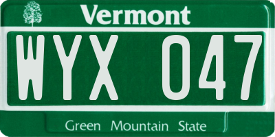 VT license plate WYX047