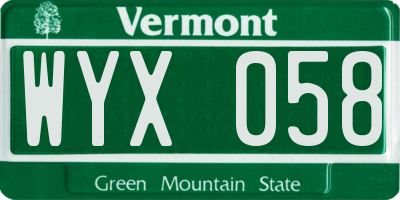 VT license plate WYX058