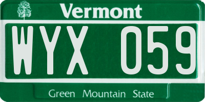 VT license plate WYX059
