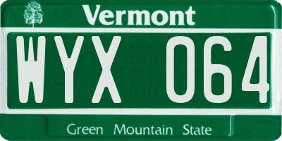 VT license plate WYX064