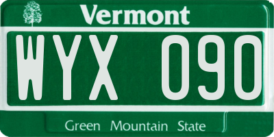VT license plate WYX090