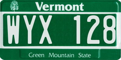 VT license plate WYX128