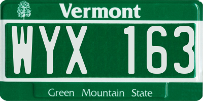VT license plate WYX163