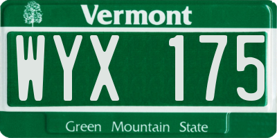 VT license plate WYX175