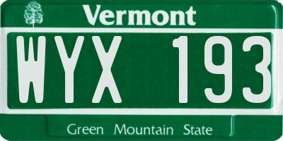 VT license plate WYX193